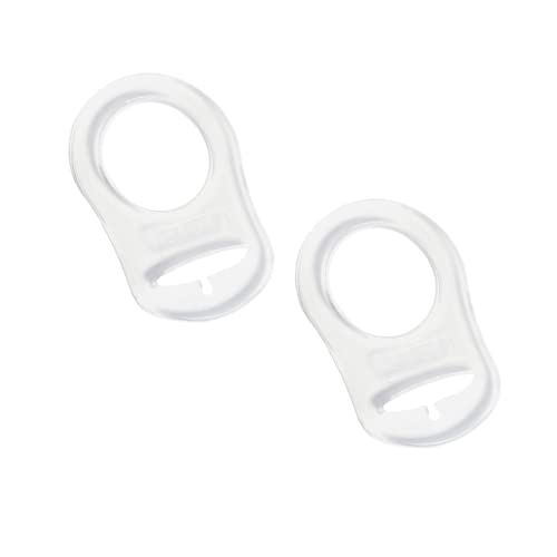 Silikon-Knopf-Ring, 2 Pcs Schnuller Adapter, Silikon Dummy Schnuller Halter Clip Adapter Ring, Silikonring für Schnuller (Transparent)