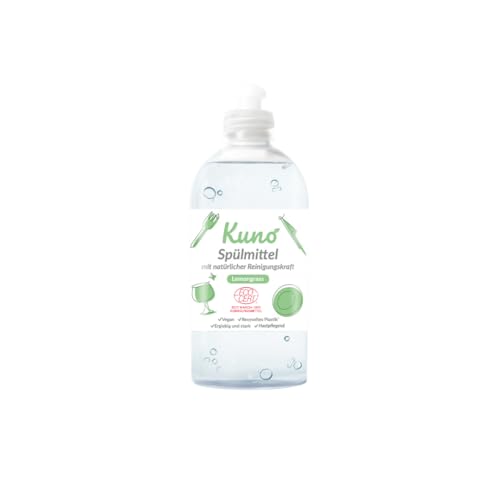 Kuno - Geschirrspülmittel, biologisch abbaubar, vegan, Lemongrass, hautpflegend durch Urea, entfettet, flüssig, ergiebig und stark (500 ml, 1er Pack)