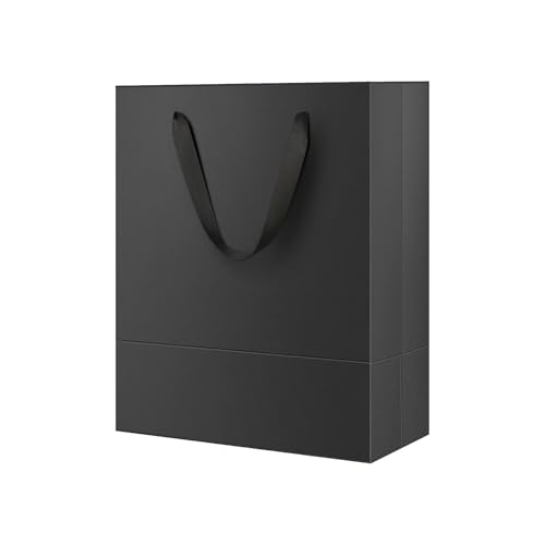 Schwarze Premium-Papiertüten, 17,8 x 10,2 x 22,9 cm, mit Griffen, perfekt für kleine Geburtstage, Hochzeiten und mehr, Geschenkpapier-Organisation, zum Aufhängen (Schwarz, Einheitsgröße)