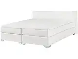 Beliani Boxspringbett Kunstleder in Weiß 180 x 200 cm modernes Polsterbett Hotelbett