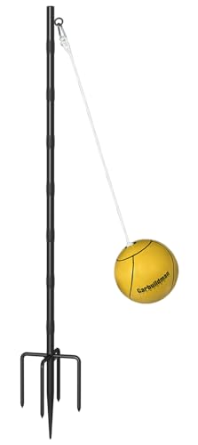 Garbuildman Tetherball-Set mit Ball und Seil für Outdoor-Hinterhof, verstellbarer Haltegurt mit 5-Zinken-Basis und Gummihülle für Spielplatz, Außenballspiele, Sport für Kinder, Erwachsene