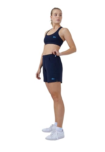 Sportkind Mädchen & Damen Tennis, Fitness, Bermuda Shorts mit Taschen, atmungsaktiv, UV-Schutz, Navy blau, Gr. S