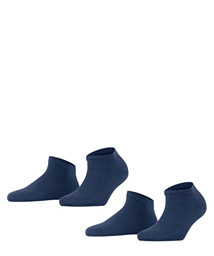 FALKE Damen Sneakersocken Happy 2-Pack W SN Baumwolle kurz einfarbig 2 Paar, Blau (Royal Blue 6000), 39-42