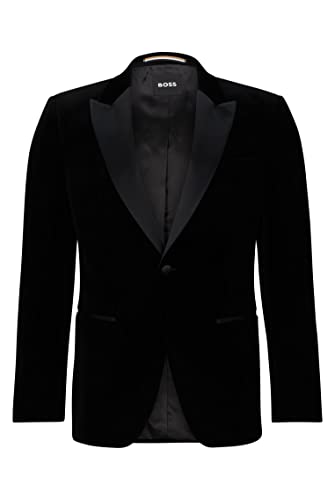 BOSS Herren H-Hutson-Tux-231 Slim-Fit Smoking-Jacke aus Baumwoll-Samt Schwarz 54