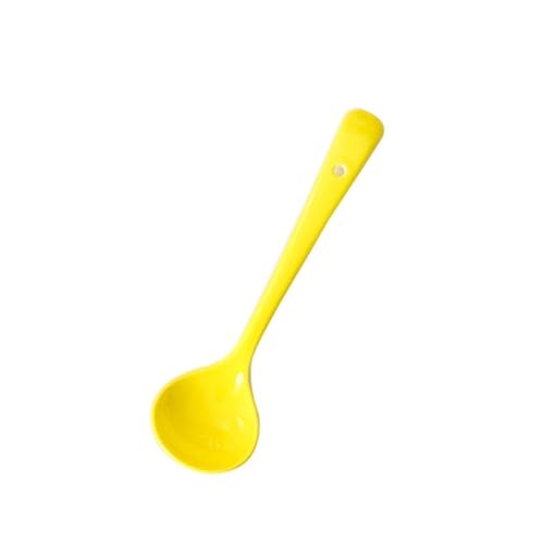 CYKD-777 Küche Keramiklöffel, Suppenlöffel, Langer Griff, asiatischer Suppenlöffel mit Loch, chinesische koreanische japanische Ramen-Löffel Dessertlöffel(Yellow)