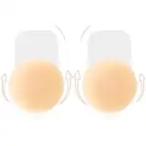 Brightdeal Wiederverwendbarer Silikon Klebe-BH Push-Up – Unsichtbar, Selbstklebend, Hautfarben – Für Abendkleider, Hochzeiten & Tops – Größen: C-D Cup