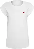 Damen T-Shirt: Mein Herz - Hochwertig Bestickt - Geschenk für Frauen - Stickerei Stick - Shirt Frau Freundin Mädchen - Liebe Heart (L)
