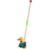 Schiebespielzeug Ente, Ziehtierspielzeug, Laufspielzeug zum Schieben, Schiebetier Ente mit beweglichem Kopf aus Holz, Schiebespielzeug aus Holz für Kinder ab 1 Jahr, Babys, Mädchen und Jungen