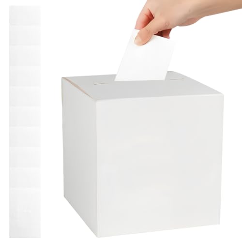 Kartenbox Hochzeitsbox, Geschenkbox Geschenkkartenbox mit Schlitz, 22X22cm Spendenbox Geldbox, Briefkasten aus Karton für Hochzeit Geburtstage Abschlussfeiern Babypartys (Weiß)