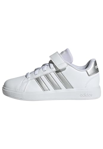 adidas Unisex Kinder Grand Court Sneakers, Ftwr White/Matte Silver/Matte Silver, 28 EU