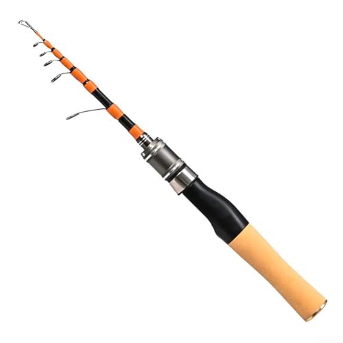 Yuanpgky Teleskop-Angelrute, Kohlefaser-Guss-Spinnrute, tragbare 150 cm, 7-teilige Reiserute, mit Pferdemaul-Design, 1,8–4,5 kg Schnurgewicht