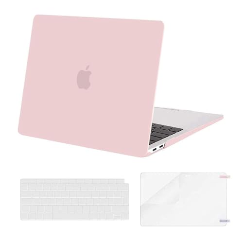 MOSISO Hülle Case Kompatibel mit MacBook Air 13 Zoll 2022 2021 2020 2019 2018 A2337 M1 A2179 A1932 Retina Display, Plastik Hartschale & Tastaturschutz & Displayschutz, Rosenquarz