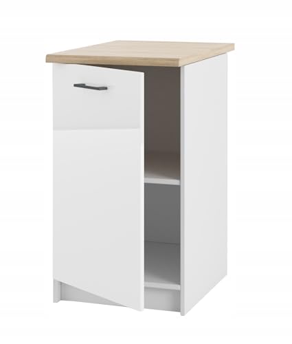 Unterschrank mit Arbeitsplatte 45 cm - stehende Türenschrank -aus MDF und Acryl - zum Selbstaufbau, universell -mit der Möglichkeit - die Tür nach links oder rechts zu öffnen - ideal für die Küche