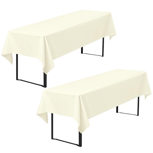 2er-Pack Biertisch Tischdecke, beige Biertischdecke, 260 x 110 cm Bierzeltdecke, strapazierfähige Polyester-Tischdecke, waschbare Tischdecke für Gartenparty, Geburtstagsfeier oder Grillfest (Beige)