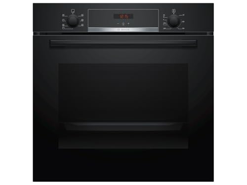 Bosch HBA533BB1 Serie 4 Einbau-Backofen, 60 x 60 cm, EcoClean Direct Reinigungshilfe, 3D Heißluft Backen auf 3 Ebenen, LED-Display, Versenkknebel, Schnellaufheizung, Kindersicherung