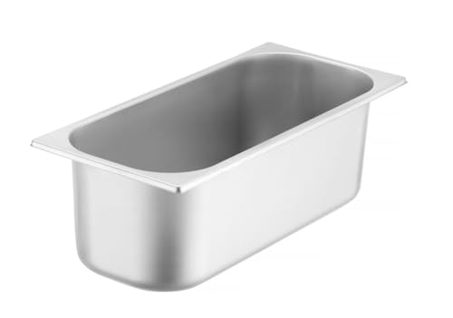 HENDI Eiscremebehälter, geeignet für den Einsatz in Eistheken und Tiefkühlschränken, Eiscreme, Eisbehälter, 5L, 360x165x(H)120mm, Edelstahl