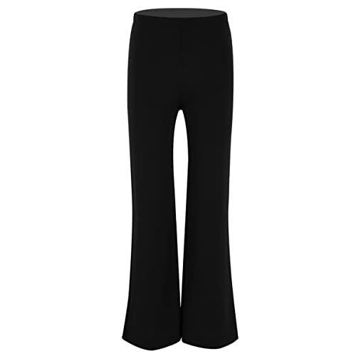 ranrann Kinder Jazz-Hose Tanzhose Latein Standard Hose Lange Glocken Hose Jungen Performance Party Tanzbekleidung Dancewear Schwarz 6-14 Jahre Schwarz 152/12 Jahre