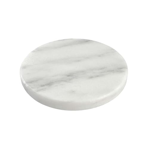MARMOR-DEKOPLATTE. RUND. 10cm. Runde Steinplatte, Steintafel, Marmorplatte in Untersetzer in weiß, Weiss