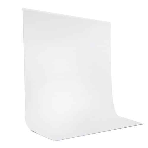 JEBUTU Foto Hintergrund Weiß, 1,5 x 2 M (5 x 6,5 FT) Fotohintergrund, Faltbare Fotografie Hintergrund Weiß Waschbares Polyester Backdrop für Fotografie, Fernsehen, Zoom, YouTube, Online-Meetings