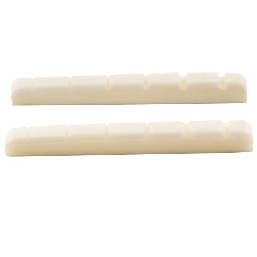 Musiclily 42mm E-Gitarren Knochen Sattel Gekerbt Bone Nut für Fender Strat Tele Style Gitarre,42x3,5x4,5mm (2 Stück)