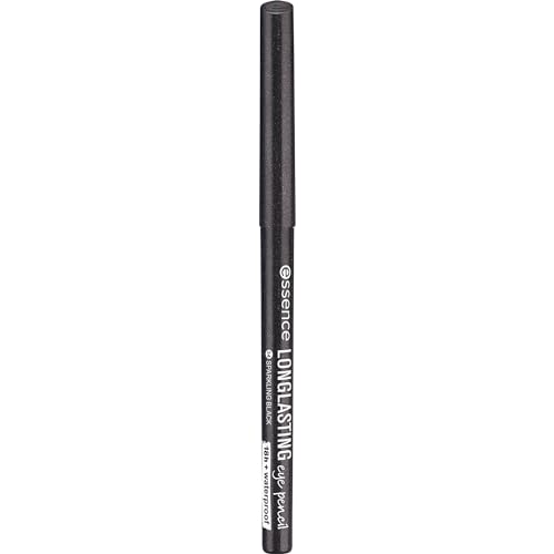 essence cosmetics LONG-LASTING eye pencil, Kajal, Nr. 34 sparkling black, schwarz, langanhaltend, farbintensiv, vegan, wasserfest, Mikroplastik Partikel frei, 1er Pack (0,28g)