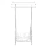 Artiz 42" H Standing Handtuch Rack Für Badezimmer, Großer Handtuchständer Mit Korb 3 Tiers Pool Handtuch Rack Mit Riemenscheibe Deckenregal Für Wohnzimmer, Außenpool(Weiß)