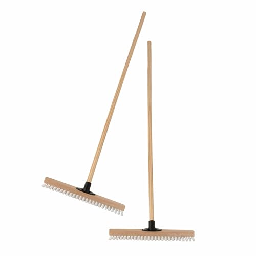 SIDCO Schrubber 40cm Stiel 2 x Großraumschrubber Scheuerbürste Bodenschrubber + Holzstiel
