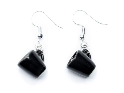 Miniblings Tasse Ohrringe Becher Kaffeebecher Kaffeetasse Keramik schwarz - Handmade Modeschmuck I Ohrhänger Ohrschmuck vergoldet