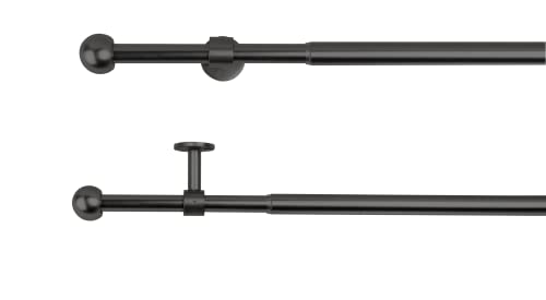 metablo Gardinenstange ausziehbar, Wand- und Deckenmontage, Vorhangstange Fenster, Komplettgarnitur 2in1, Teleskopgardinenstange 16/19mm Schwarz 160-280 cm