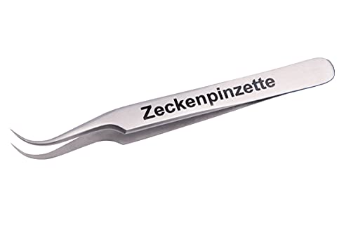 Faude Zeckenzange, Zeckenpinzette zum entfernen von Zecken jeder Größe ohne sie zu quetschen mit rund gebogen, fein spitz geschliffener Spitze, Edelstahl12,5cm