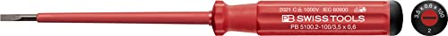 PB Swiss Tools Schlitz VDE Schraubendreher PB 5100.2-100 | 100% Swiss Made | einzelner Elektro Schraubendreher isoliert bis 1000V AC / 1500V DC