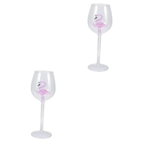 Cabilock 2st Flamingo Weinglas Trinkbecher Weihnachts-martini-gläser Hawaiianische Weingläser Klare Trinkgläser Rotwein Kelch Weingläser Mit Stiel Dekorativer Cocktailbecher Hochzeitsbecher