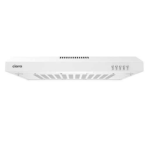 CIARRA Dunstabzugshaube 60 cm Unterbau, Integrierte Unterbauhaube oberschrank Abluft Einbauhaube aus Edelstahl Weiß, CAW6903A