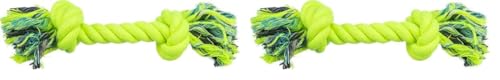 TRIXIE Spieltau für Hunde, 3273, Lime, Baumwolle/Polyester, 37 cm, zum Apportieren und Tauziehen (Packung mit 2)