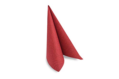 Hypafol Airlaid Motiv-Serviette Roses bordeaux | 100St. | unterschiedliche Farben und Motive | 40x40cm | passend zu Einrichtung und Dekoration | für Gastronomie und Zuhause | eleganter Look