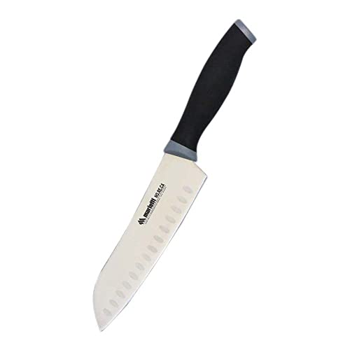 Marietti 1235TP SANTOKU Granton Klingenmesser, Glatte Klinge, Schwarz/Grau, 18cm Klingenlänge