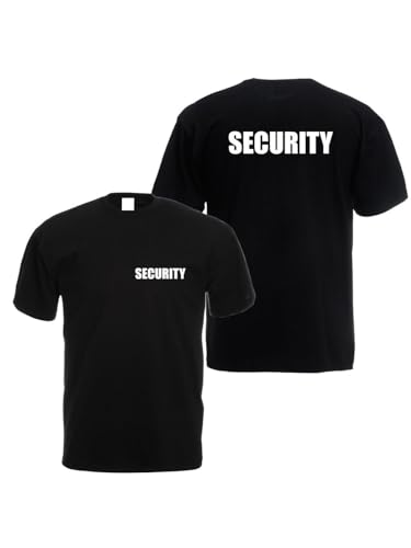 Alsino Security T-Shirt schwarz - Security-Shirt Sicherheit Shirt - 100% Baumwolle Rundhals - Druck Brust & Rücken, Größe wählen:XL