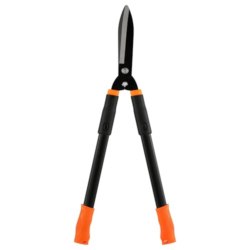 Heckenschere, 78cm Astschere und Baumschere,Karbonstahlschere mit PVC-Griff zum Schneiden von Sträuchern und Hecken, Gartenschere Groß,Schwarz-Orange