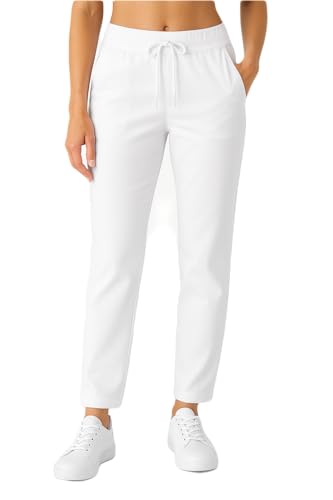 MEDIFASHION 24 Damen Stretchhose – Bequeme Berufshose mit Kordelzug | Ideal für Pflege, Praxis & Klinik (DE/NL/SE/PL, Numerisch, 38, 40, Regular, Regular, weiß)