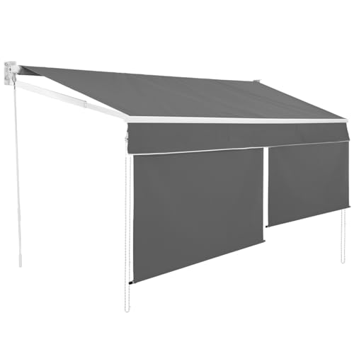IDMarket - Manuelle Markise, 4 x 3 m, Anthrazit, Höhe 1,50 m