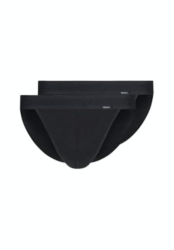 Skiny Herren Tanga Cotton Retro G-String, Schwarz (080691), M (2er Pack)