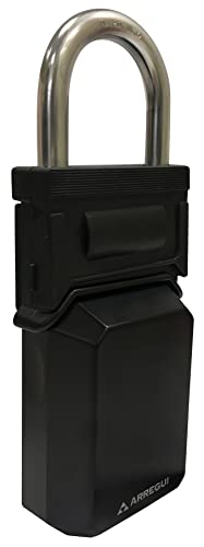 ARREGUI KEEPER SEG021 Schlüsseltresor mit Bügel | Schlüsselsafe für Außen und Innen | Schlüsselkasten mit Zahlenschloss | Schlüsseltresor Auto | 13,4x7x3,7cm | Schlüsseltresor mit Zahlencode |schwarz