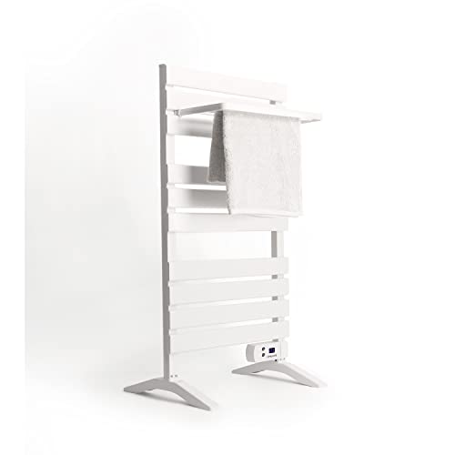 CREATE / WARM Towel 500W / Elektrischer Badheizkörper Weiß mit Standfüßen und Regal / 103x55x5cm / Thermostat, geringer Verbrauch