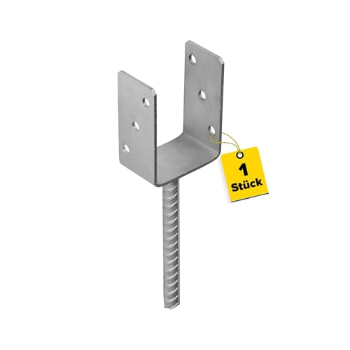U Pfostenträger - Pfostenanker - Holzverbinder - Balkenschuh U profil - Pfostenträger 100x100 - Pfostenträger zum einbetonieren - Stützenfuß für Zaunpfosten, Holzpfosten, Terrasse, Carport