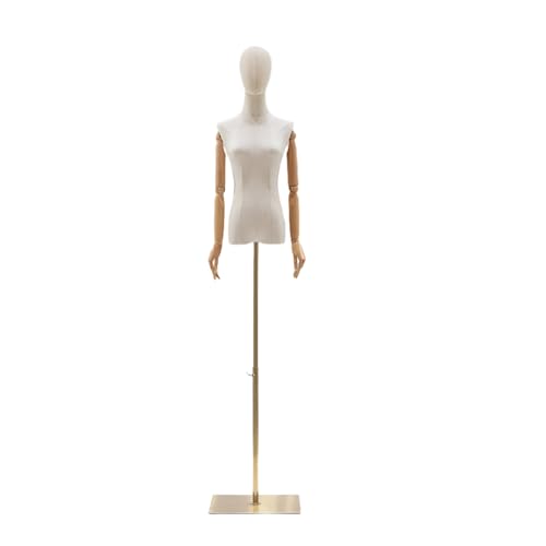 Weiblicher Schaufensterpuppen-Torso, Schaufensterpuppen-Körper weiblich,Verstellbare Schneiderpuppe | Kleiderformen mit Kopf, Ständer und Holzarmen für die Präsentation von Kleiderschmuck