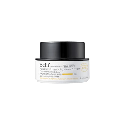 Belif Aqua Bomb Brightening Vitamin C Cream 50ml, Aufhellend Feuchtigkeitscreme, Hyaluronsäure Vitamin C+E, Vegan Gesichtscreme, Alle Stumpfe Müde Haut, Tagescreme Gesichtspflege, Koreanische