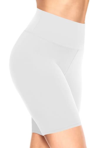 TNNZEET Radlerhose Damen Hohe Taille Kurze Sporthose Blickdicht Shorts für Yoga Gym (Weiß,4XL)