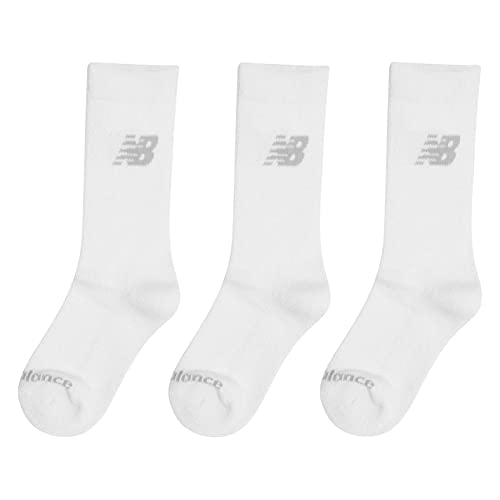 New Balance Unisex Crew-Socken, 3er-Pack, Weiß, Größe L