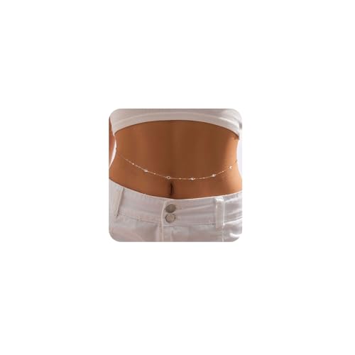 Spetsbst Bauchkette Gold Damen, Körperketten Bauch und Verstellbar für Frauen Mädchen, Taillenkette Bikini Sommer Taillenschmuck Belly Waist Chain (funkelnde Strasssteine)
