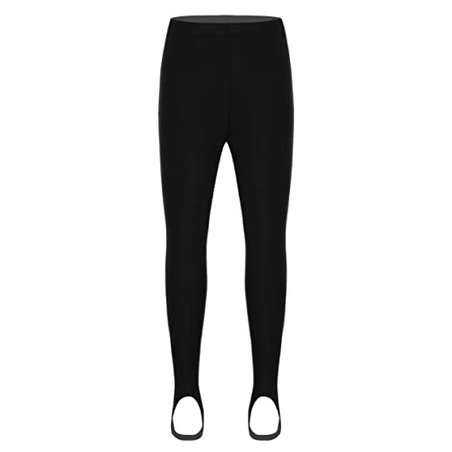 TiaoBug Mädchen Ballett Strumpfhose Kinder Sport Hose Pantyhose blickdichte Strümpfe Leggings mit Steigbügel für Gymnastik Tanz Yoga Pants Schwarz 122-128